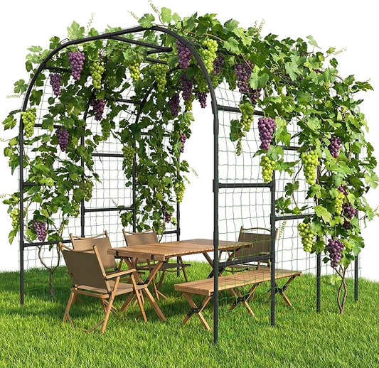 DoCred Garden Arch Trellis, 88in H x 88in L Large Garden Arch Arbor Trellis for Climbing Plants Outdoor Plant Support for Cucumber Grape Vine,Tall Metal Gardens Archway for Lawn Party Ceremony