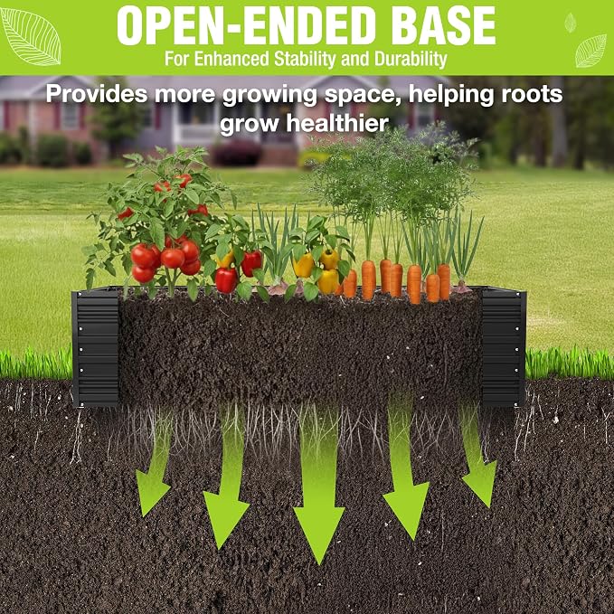 WORKPRO 7.5x4x2ft Outdoor Galvanized Raised Garden Bed, Rust-Resistant Planter Raised Beds for Vegetable, Flowers, Herbs, Black
