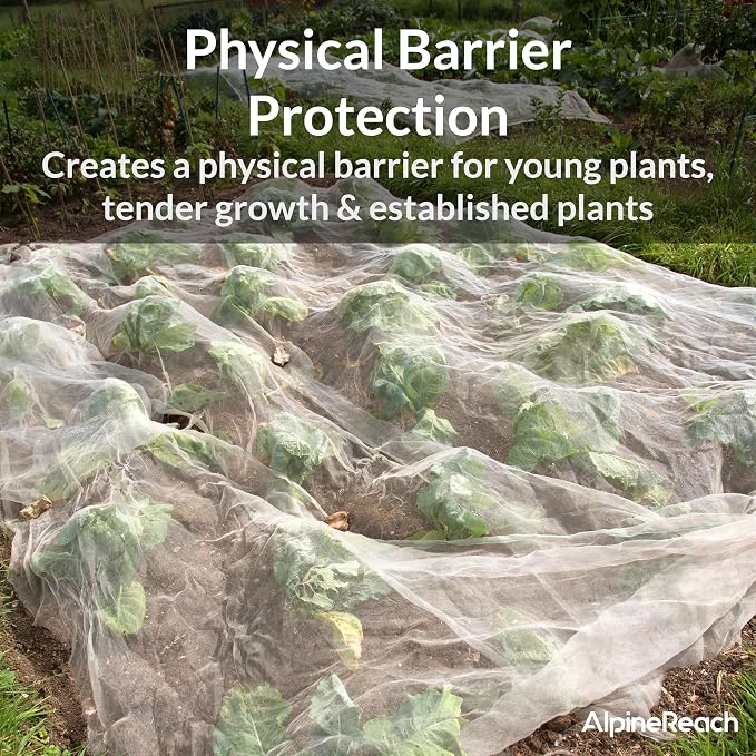 AlpineReach Garden Netting Ultra Fine Mesh 10 x 34 ft - Durable Protection Barrier Net Cover for Vegetable Plants Fruits Flowers Crops Greenhouse Row Cover Raised Bed
