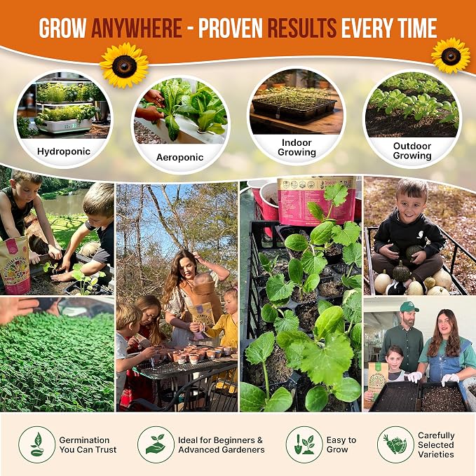 25 Summer Vegetable & Fruit Seeds Variety Pack - 1,870+ Non-GMO Heirloom Veggie & Fruits Seeds for Outdoors and Indoor Home Gardening, Including Collards, Tomato, Pepper, Okra, Onion, Bean, Cucumber
