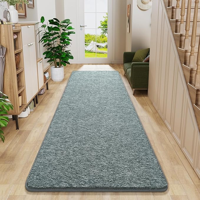 Chicrug Memory Foam 2x6 Runner Rugs for Hallway Entryway Bedroom | Low-Pile Soft Carpet Runner Rug for Kitchen, 6ft Kids Rug for Bedside Dorm Room Decor, Grey and White