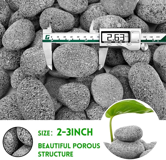 Premium 2-3 Inch Black Lava Rock Pebbles, 10 Pounds Fire Rocks for Gas Fire Pits, Fireplaces, Landscaping, and Plant Cultivation, Natural Tumbled Stones for Indoor and Outdoor Use