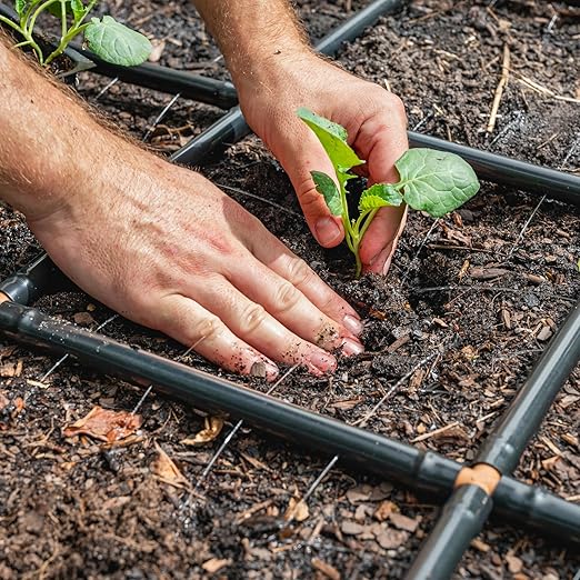 Garden Grid Watering System - 3x6 Cornerless | Raised Garden Bed Drip Irrigation System - But Better | Pre-Assembled, Waters Every Plant Evenly | for Beds w/Corner Posts or Curved Ends | 33.5"x66"