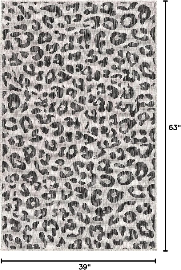 Unique Loom Outdoor Safari Collection Area Rug - Leopard (3' 3" x 5' 3" Rectangle, Light Gray/ Gray)