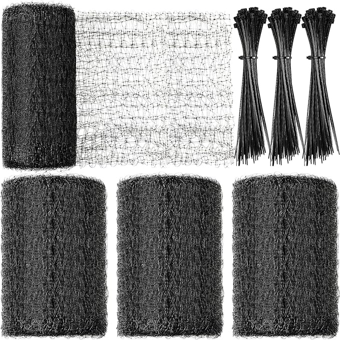 Woanger 3 Pack Deer Fence Netting Bird Netting Garden Net with 150 Pcs Cable Ties for Bird Protect Plants, Vegetables Against Birds Fruit Trees Deer Squirrel Rabbit and Other Animals (Black,7x100 ft)