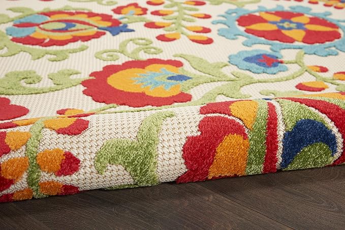 Nourison Home Aloha Multicolor 2'3" x 12' Area Rug - Easy Clean, Non Shedding, Bed Room, Living Room, Dining Room, Kitchen (12' Runner)