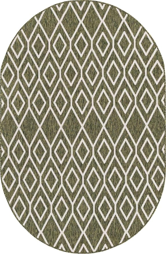 Jill Zarin Outdoor Collection Area Rug - Turks and Caicos (5' 3" x 8' Oval Green/Ivory)