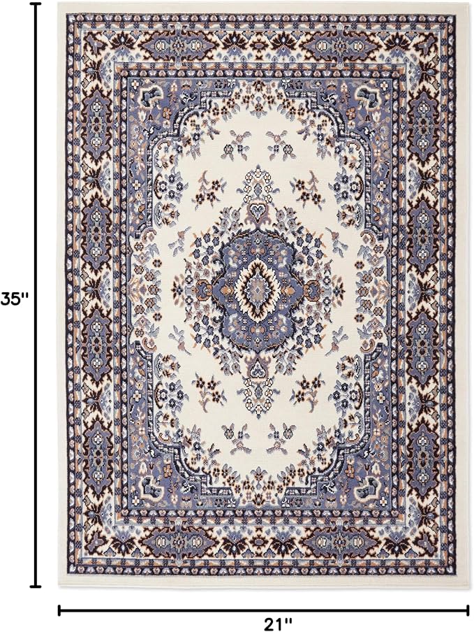 Home Dynamix Premium Sakarya Traditional Medallion Border Area Rug, Porcelain, 21"x35" Rectangle