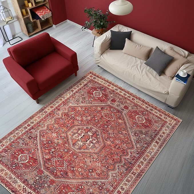 Keen Home Design Vintage Washable Entryway Rug, Non-Slip Low Pile, 3x5 | Machine Washable Cotton Chenille, 0.25In Low Pile, Rubber Non-Slip Back; Entryway, Kitchen, Bathroom, Bedroom