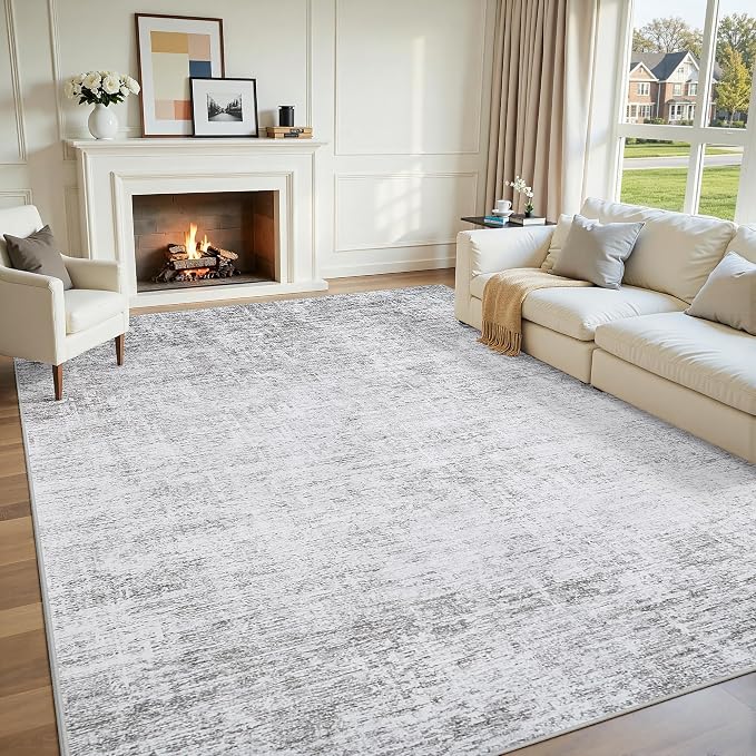 Washable 5x7 Abstract Black Area Rugs for Living Room | Large Modern Neutral Rugs Soft Non Slip Stain Resistant Low Pile Carpet Dining Room Bedroom Indoor Nursery Home Office