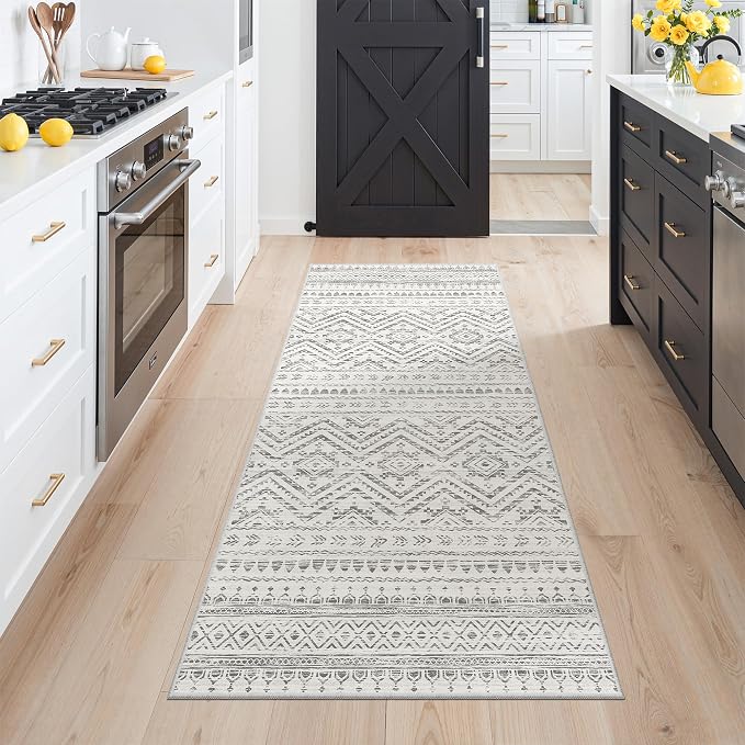 Miukiki 3x6 Runner Rug Washable Hallway Rug Non Slip Entryway Carpet Grey | Soft Low Pile 3x6 Rug for Kitchen Hallway Bedroom Living Room, Stain Resistant Foldable Rug Easy Care Carpet