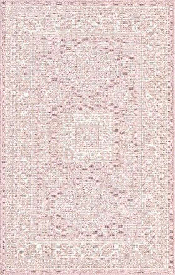 Unique Loom Outdoor Aztec Collection Area Rug - Chalca (3' 3" x 5' 3" Rectangle, Pink/ Ivory)