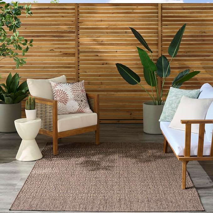 Nourison Home Tulum Brown 4' x 6' Area Rug - Easy Clean, Non Shedding, Bed Room, Living Room, Dining Room, Kitchen (4' x 6')