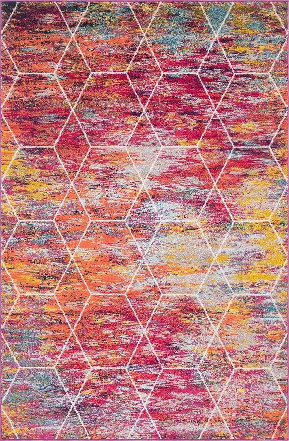 Unique Loom Trellis Frieze Collection Area Rug - Geometric (6' x 9', Multi/ Ivory)