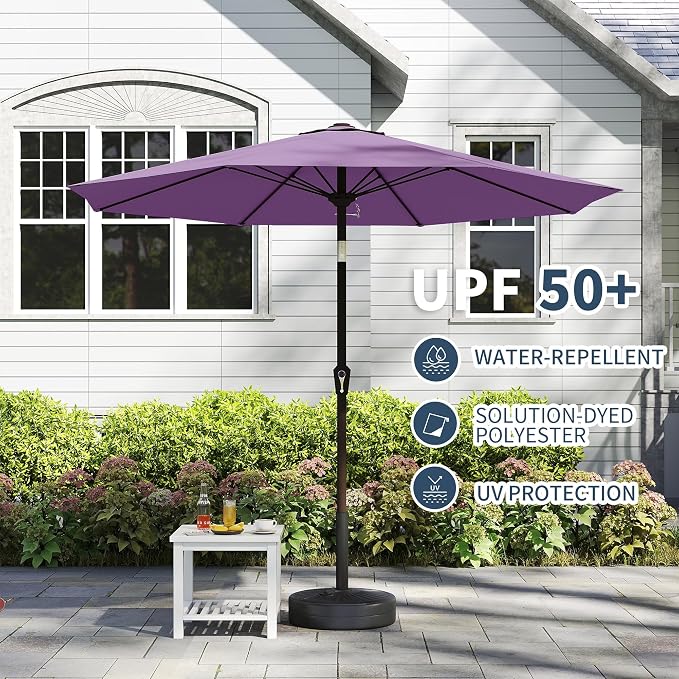 PatioKingdom 11FT Patio Umbrella,Outdoor Umbrella with Push Button Tilt and Crank,Market Table Umbrella with 8 Sturdy Fiberglass Ribs UV Protection