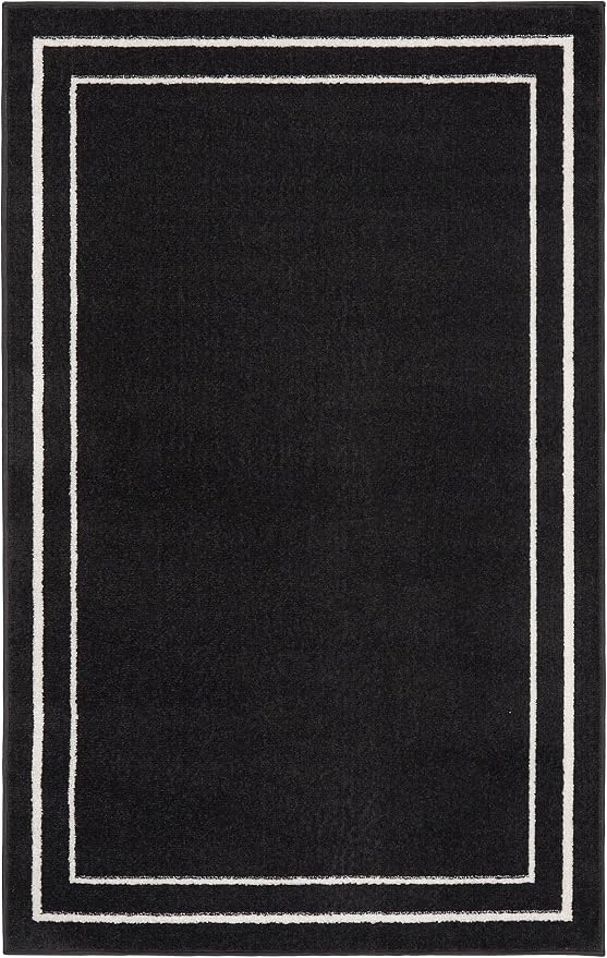 Nourison Home Nourison Essentials Black Ivory 2' x 4' Area Rug - Easy Clean, Non Shedding, Bed Room, Living Room, Dining Room, Kitchen (2' x 4')