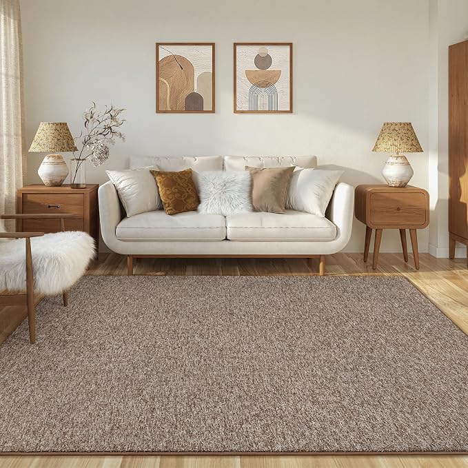 Chicrug Modern 6x9 Memory Foam Area Rugs for Bedroom Living Room | Low-pile Carpet Rug for Kids Playroom, Floor Rug for Bedside Dorm Dining Room Home, Brown and White
