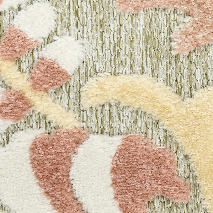 Nourison Home Aloha Sage Rose 2'8" x 4' Area Rug - Easy Clean, Non Shedding, Bed Room, Living Room, Dining Room, Kitchen (3' x 4')