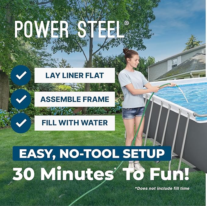 Bestway Power Steel Pool Set with Sand Filter Pump, Ladder, and Cover