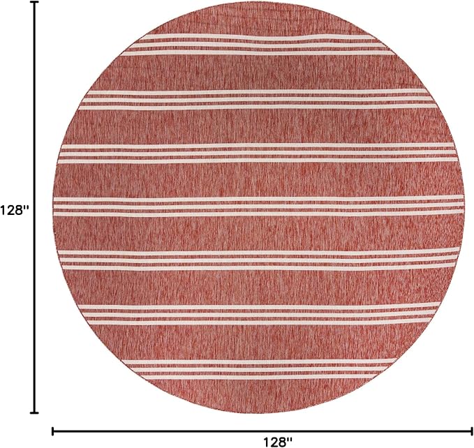 Unique Loom Jill Zarin Outdoor Collection Area Rug - Anguilla (10' 8" Round, Rust Red/ Ivory)