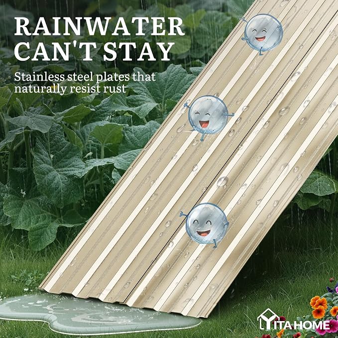 YITAHOME 2pcs 6x3x2ft Galvanized Raised Garden Bed, Metal Planter Box with Safety Rubber, Gloves, Outdoor Flower Bed for Planting Plants Vegetables, Cream Yellow