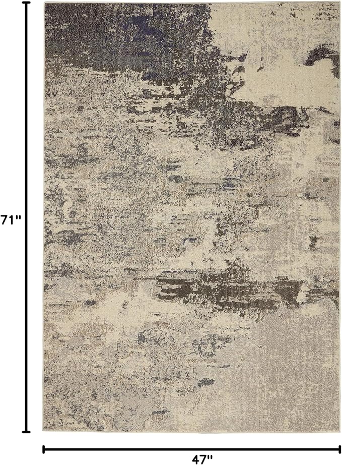Nourison Celestial Modern Abstract Ivory/Grey 3'11" x 5'11" Area -Rug, Easy -Cleaning, Non Shedding, Bed Room, Living Room, Dining Room, Kitchen (4x6)