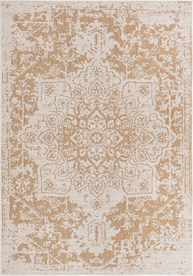Unique Loom Outdoor Collection Area Rug - Dubai (7' 1' x 10' Rectangle, Beige/ Brown)