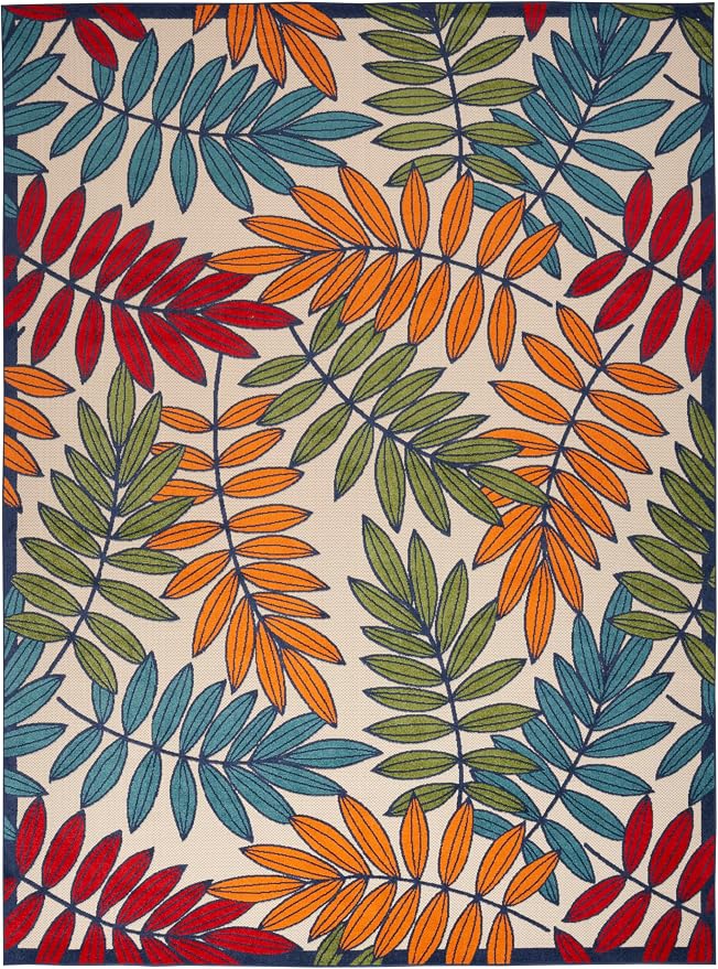 Nourison Home Aloha Multicolor 9' x 12' Area Rug - Easy Clean, Non Shedding, Bed Room, Living Room, Dining Room, Kitchen (9' x 12')