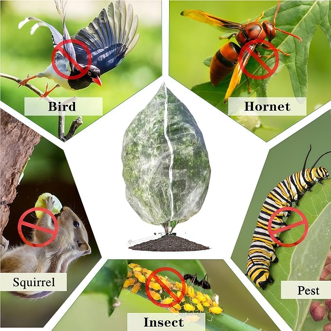 Drawstring & Zipper Fruit Tree Netting Cover - (3 Pack 8×8Ft) - Reusable Bird Netting for Blueberry Bushes, Anti-Cicada/Deer/Squirrel Large Plant Protection Net