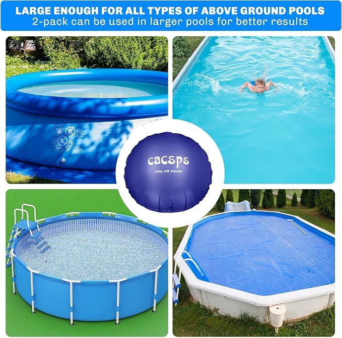 CACSPS Round Pool Pillow for Above Ground Pools - 8ft Air Pillow for Winterizing, 0.5mm PVC Material, 2x 16.5ft Rope
