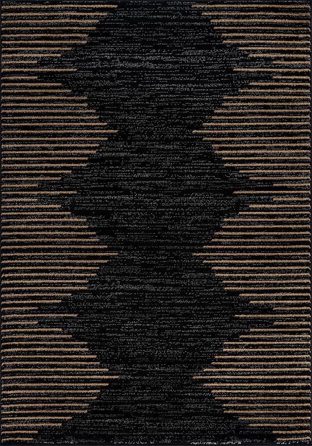 Rugshop Bohemian Stripe Stain Resistant Area Rug Camel 3'3" x 5' | High Traffic, Rectangular, Size 3'3" x 5', Living Room, Bedroom, Dining Room, Home Office, Kitchen, Entryway, Hallway