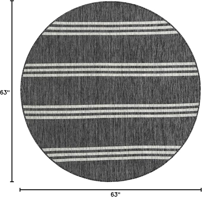 Jill Zarin Jill Zarin Outdoor Collection Area Rug - Anguilla (5' 3" Round Charcoal/Ivory)
