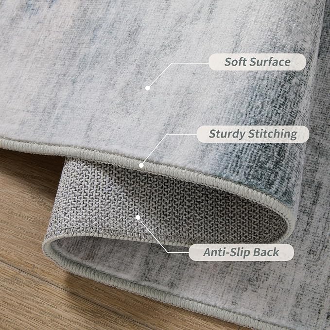 Tangsoo Grey Abstract 2x6 Washable Runner Rug, Modern Non Slip Runner Rugs | Contemporary Indoor Soft Low Pile Hallway Runner Rug, Print Carpet Runners for Laundry Entryway Bedroom Kitchen Home Decor