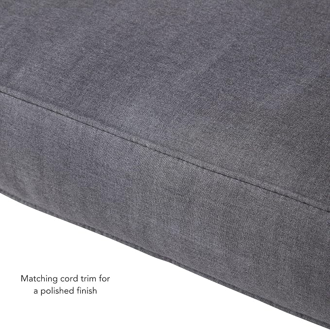 Sunbrella Deep Seat Cushion Set – Seat & Back Cushions for Patio Chairs, Sofas & Loveseats – Fade Resistant Outdoor Fabric, Ties, Zippered Cover, Cord Trim, Cast Slate
