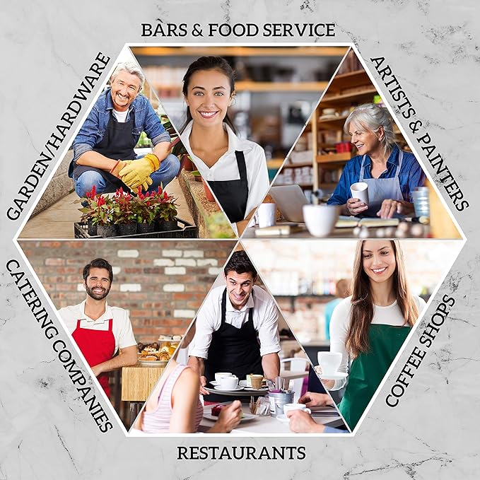 GREEN LIFESTYLE 12 Pack Bib Apron - Unisex White Aprons, Machine Washable Aprons for Men and Women, Kitchen Cooking BBQ Aprons Bulk (Pack of 12, No Pockets, White)