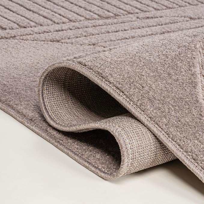 JONATHAN Y Nordby High-Low Arch Striped Indoor/Outdoor Area Rug, 8x10, Taupe/Beige, for Patio, Backyard, Living Room, Bedroom, Office, Hose-Washable (SCN104D-8)