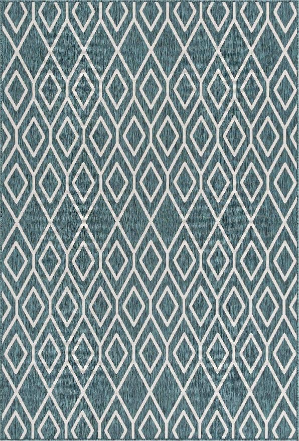 Jill Zarin Outdoor Collection Area Rug - Turks and Caicos (6' x 9' Rectangle Teal/Ivory)