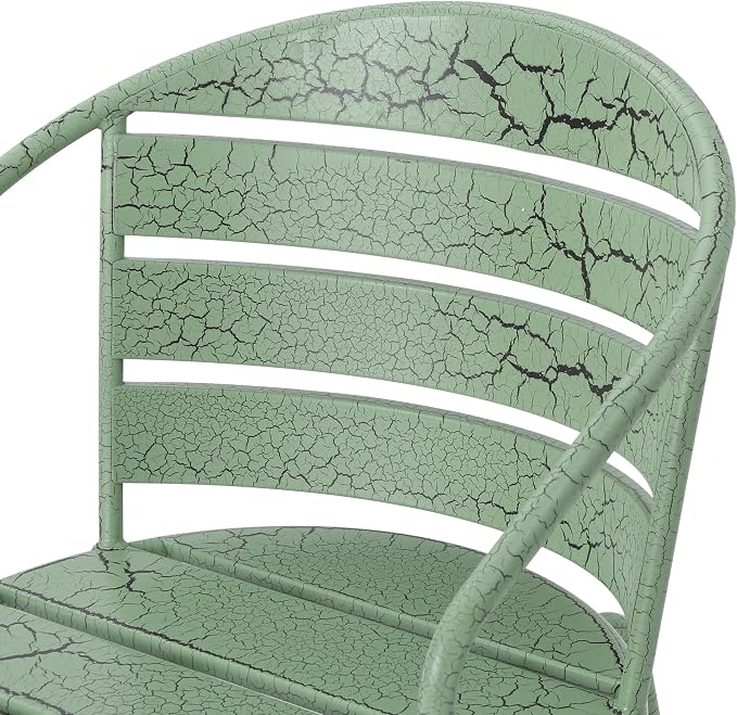 Christopher Knight Home Adley Outdoor Bistro Set, 3-Piece Bistro Table and Chair Set of 2, Patio Furniture Set with Iron Frame, Crackle Textures, Bistro Dining Set, Poolside/Garden Cafeteria, Green