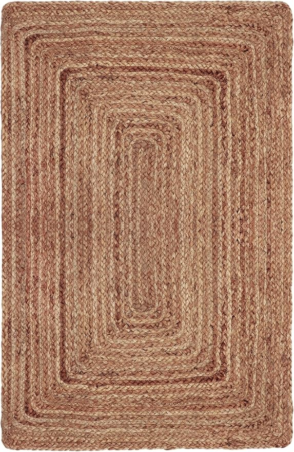 COTTON CRAFT Jute Rug - Braided Handwoven 100% Jute Door Mat - 22x34 inches | Neutral Reversible Small Rug - Entryway Kitchen Living Room Bedroom Bathroom Farmhouse Rustic Boho Throw Mat - Natural