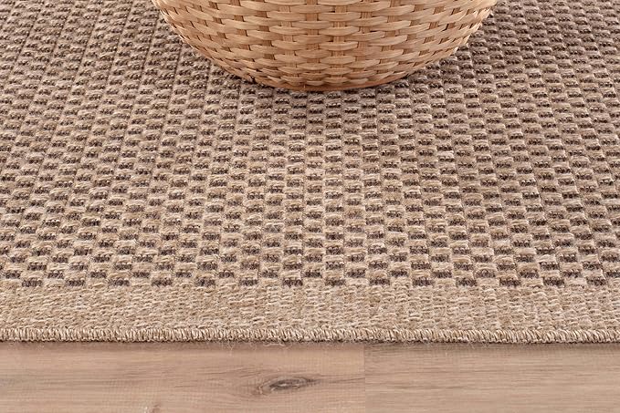 CAMILSON Easy Jute Rug 5x7, Indoor Outdoor Natural Color Fiber Area Rugs for Living Room Patio and Kitchen Rug, Sisal Boho Woven Design, Easy-Cleaning, Washable Outside Carpet Alfombras para(5 x 7)
