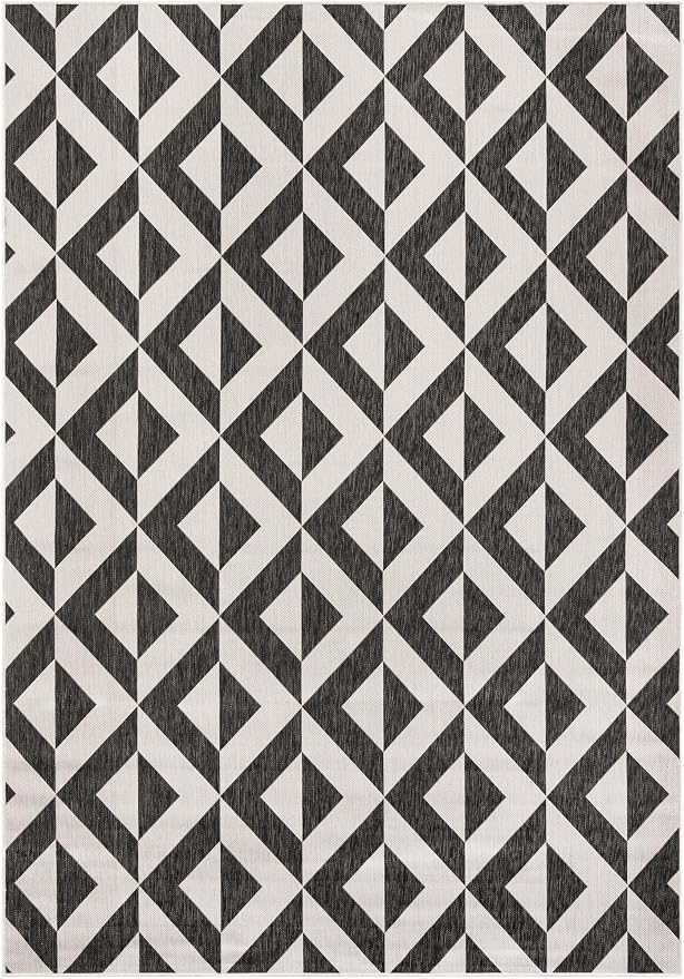 Jill Zarin Jill Zarin Outdoor Collection Area Rug - Napa (7' 10" x 11' Rectangle Charcoal Gray/Ivory)
