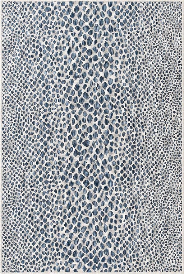 Unique Loom Outdoor Collection Area Rug - Cape Town (4' 1' x 6' 1' Rectangle, Blue/ Olive)