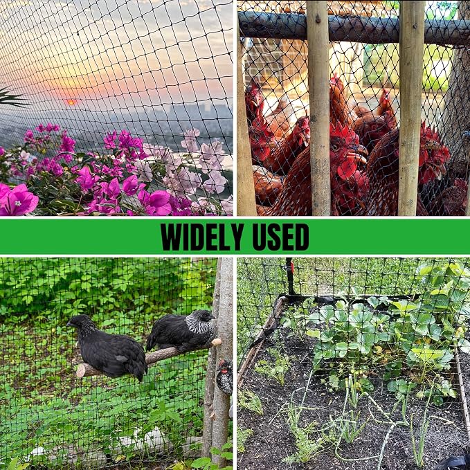 NONMON Bird Netting Deer Fence Netting 5 x 100FT Heavy Duty Garden Netting | for Chicken Coop, Protect Fruit Trees, Plants and Vegetables Against Birds, Deer, Squirrels and Other Animals, Black