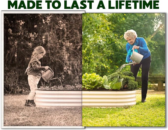 Plant & Plot Galvanized Raised Garden Beds Outdoor // 6×3×1 ft (2-Pack) Planter Raised Beds for Gardening, Vegetables, Flowers // Large Metal Garden Box // Patented Tool-Free Design (White)