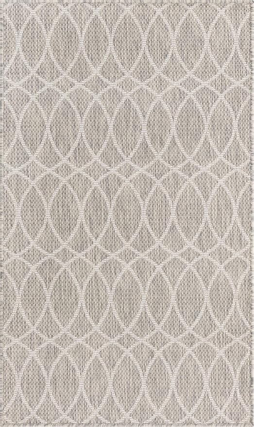 Unique Loom Outdoor Trellis Collection Area Rug - Gitter (3' 1" x 5' 3" Rectangle, Light Gray/ Ivory)