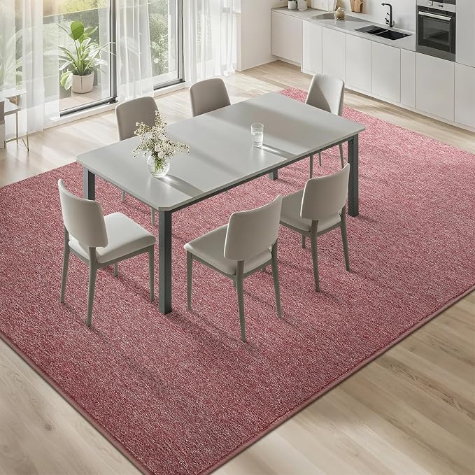 5x7 Dark Red Area Rug | Washable Memory Foam, Low Pile Non Slip Indoor Carpet for Living Room Bedroom Office Classroom College Dorm Room Home Decor
