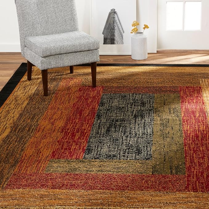 Home Dynamix Royalty Vega Contemporary Geometric Area Rug, Black/Brown, 19.6"x31.5"