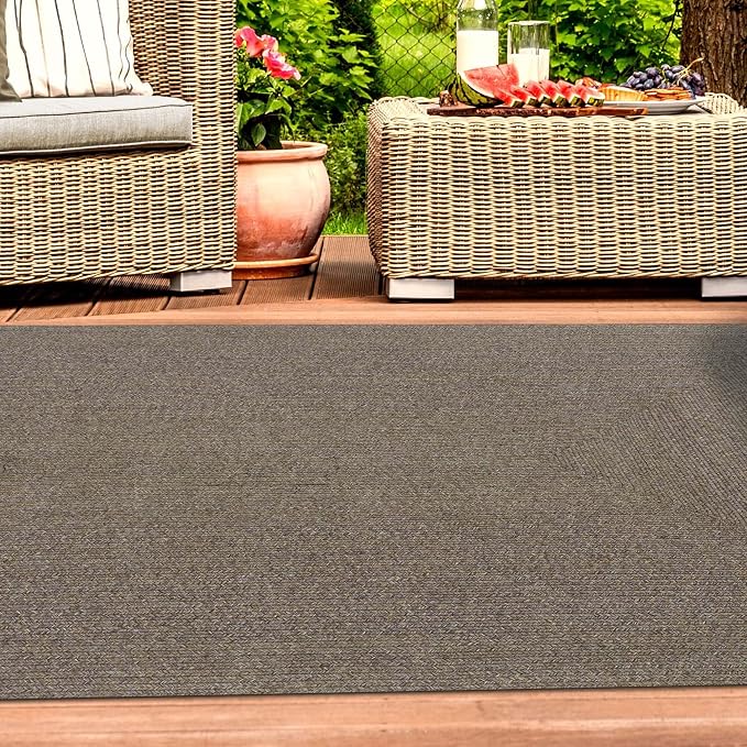 Superior Indoor/ Outdoor Large Area Rug, Reversible Braided Home Floor Decor for Living Room, Kitchen, Entryway, Patio, Front Porch, Deck, Modern, Boho, Farmhouse Style, 3' x 5', Latte