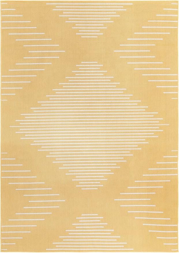 Unique Loom Outdoor Modern Collection Area Rug - Tambor (7' 1" x 10' Rectangle, Yellow/ Ivory)