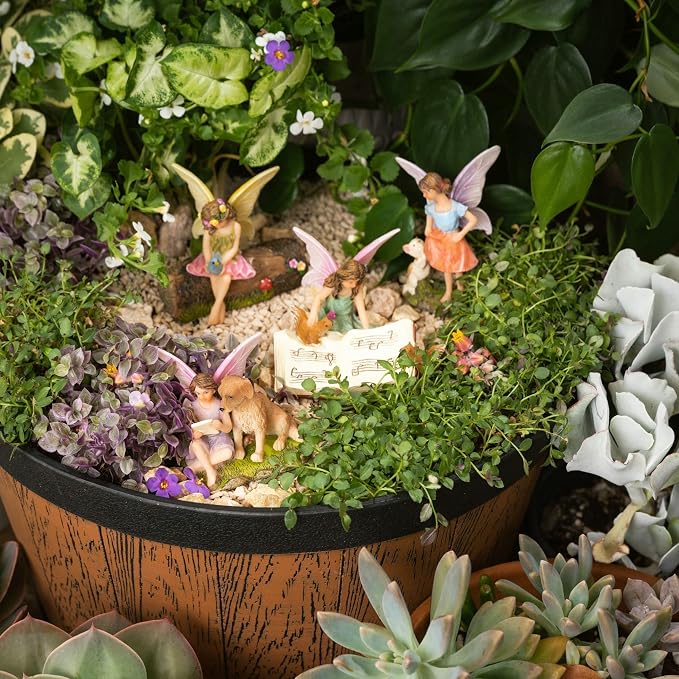 PRETMANNS Fairy Garden Accessories with Fairies for Fairy Garden Outdoor - Miniature Fairy Figurines Set with Animals - Fairy Garden Kit for Indoor Outdoor Gardens